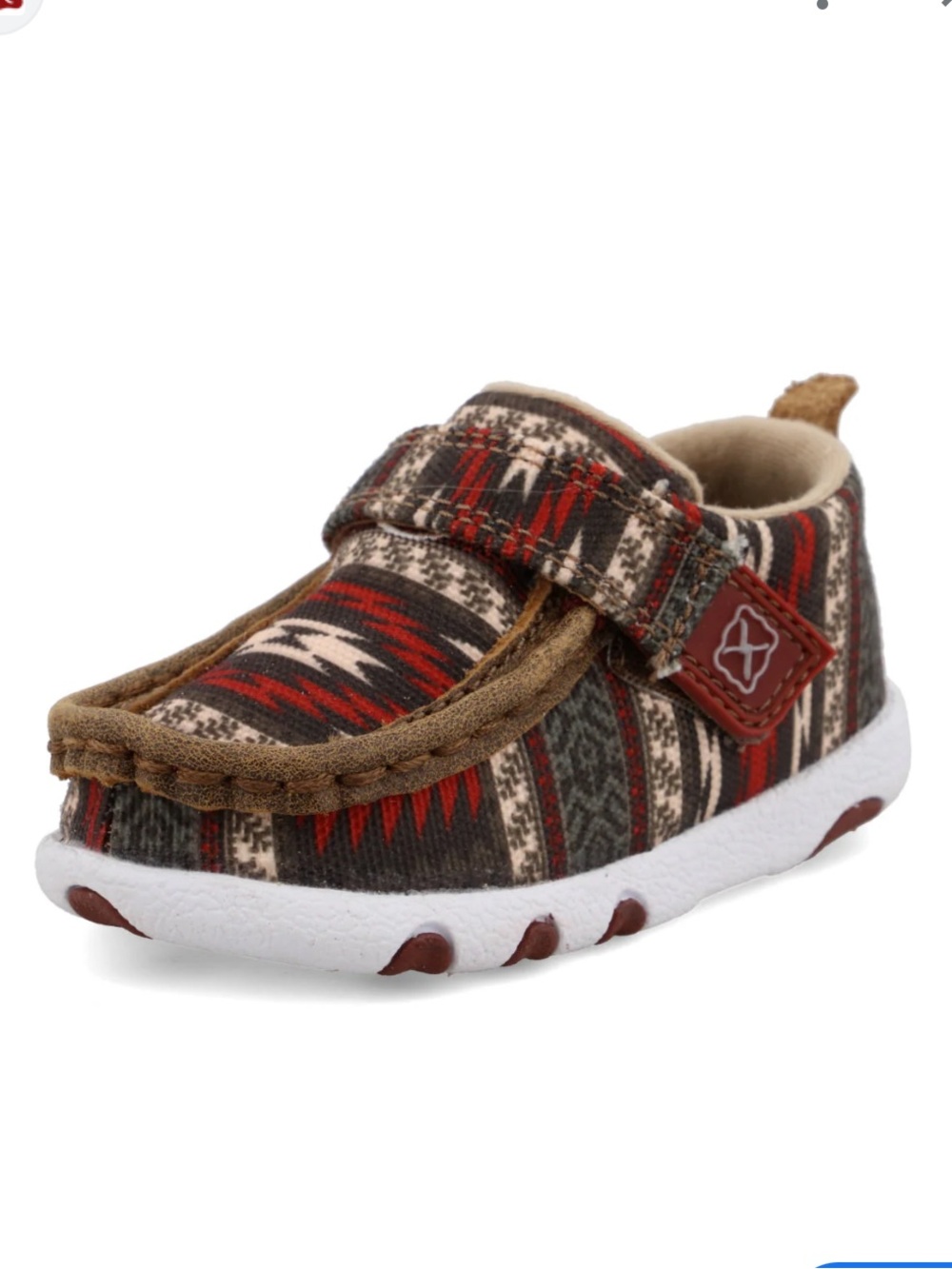 Hooey by Twisted Driving Moc Red & Brown Patterned Moccasin